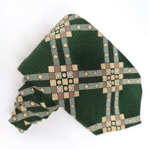 Vintage 60s 70s Anderson Little Wide Tie Geometric Textured Tie Green Tan Beige